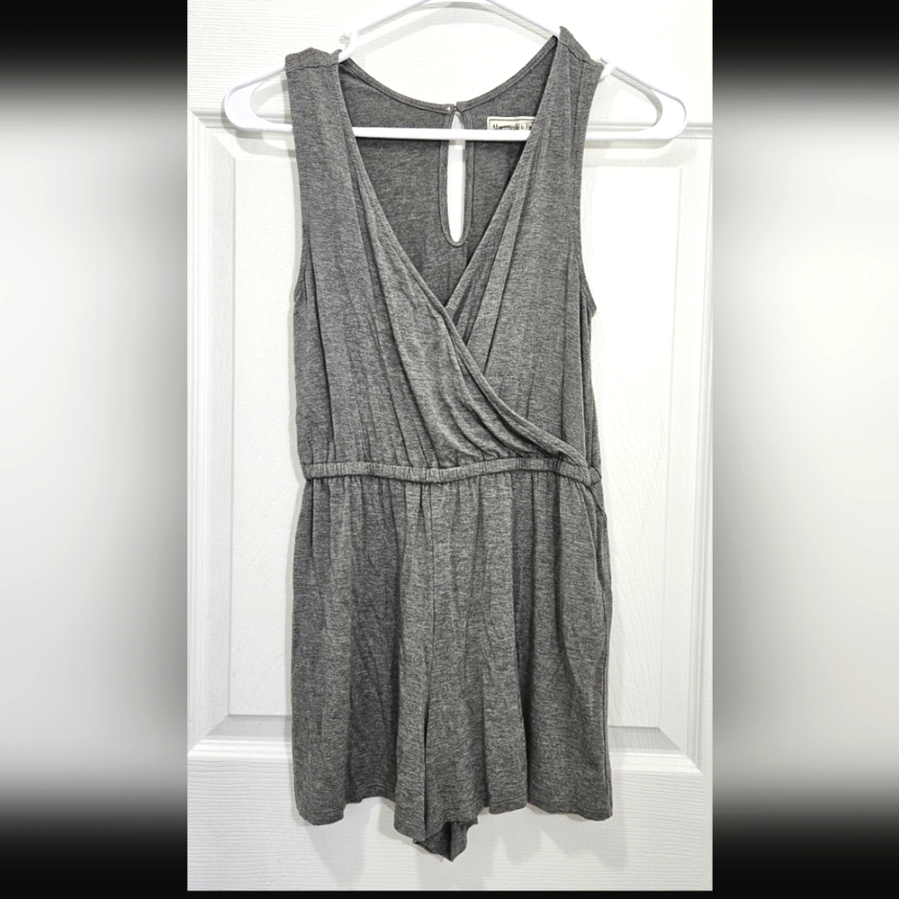 Abercrombie & Fitch Gray Sleeveless Wrap Romper